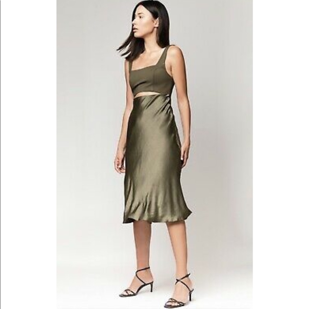 Donna Mizani Cut Out Regina Midi Dress Olive Green